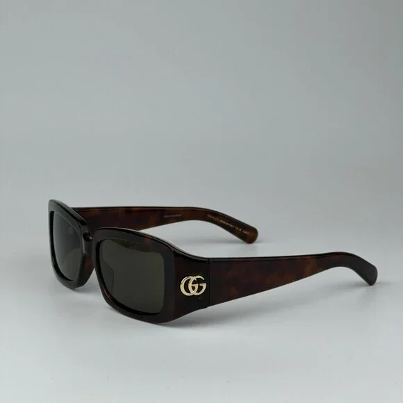 Gucci GG1403S 002 BRAND NEW SUnglasses Dark Havana Brown Unisex Rectangle